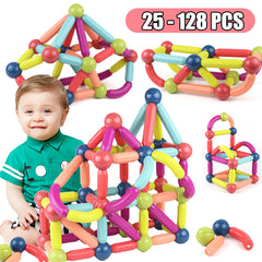 Großes DIY-Magnetkonstruktionsset für frühes Lernen – Konstruktionsvielfalt mit Magnetstangen und Bausteinen für Kinder, das perfekte Spielzeuggeschenk!