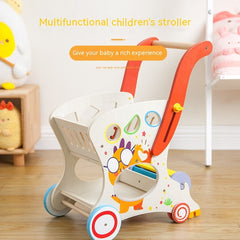 Children's Early Childhood Education Walker Trolley Baby Toddling Walk Walker Shopping Cart Wooden Toy
