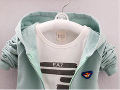 Spring and autumn new boys and girls zipper striped trousers suit children's suit