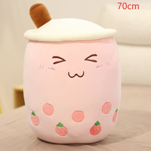 Süßes Obstgetränk Plüsch Weiches Erdbeer-Milchtee Plüsch Boba-Tee Becher Spielzeug Bubble Tea Kissen K kiddos Geschenk