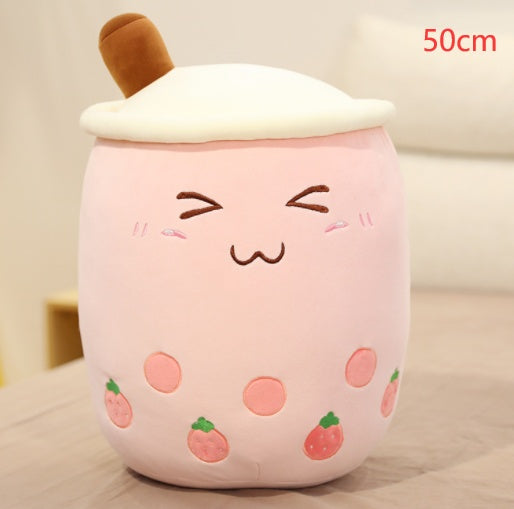 Süßes Obstgetränk Plüsch Weiches Erdbeer-Milchtee Plüsch Boba-Tee Becher Spielzeug Bubble Tea Kissen K kiddos Geschenk